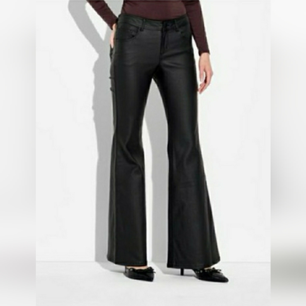 wild fable Black Faux Leather Boot-Flare Pants Size M NWT